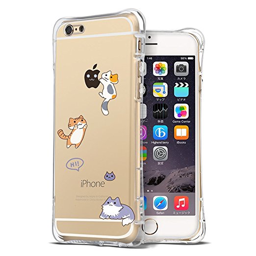 iPhone 6S Case, Ultra Transparent Thin Slim Bumper Shockproof Cute Funny Case Clear with design Cat Animal protective Cover Girly for Apple iPhone 6 6S 4.7 inch