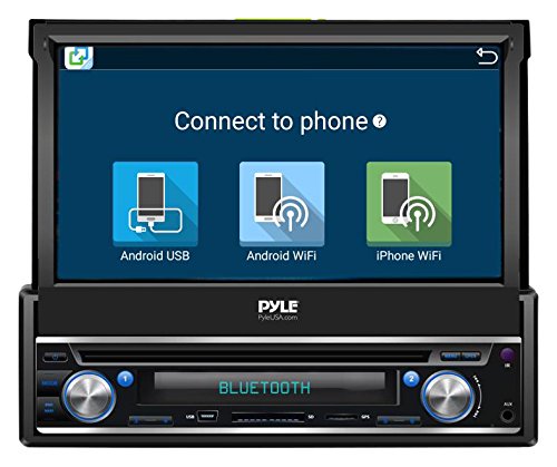 Premium 7In Single-DIN Android Car Stereo Receiver With Bluetooth and GPS Navigation - Pop-Out Touchscreen Motorized Slide-Out Display Screen With Wi-Fi Web Browsing And App Download