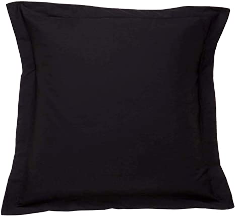 European Square Pillow Shams Set Of 2 Black 600 Thread Count 100% Egyptian Cotton Pack Of 2 Euro 26X26 Black Pillow Shams Cushion Cover, Cases Decorative Pillow Covers (Black , European 26 x 26)