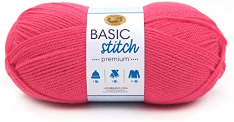 Lion Brand Yarn 201-112 Basic Stitch Premium Yarn, Raspberry