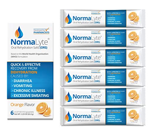 NormaLyte Oral Rehydration Salts, Orange, 6 Pk (Yields 500mL per pack)