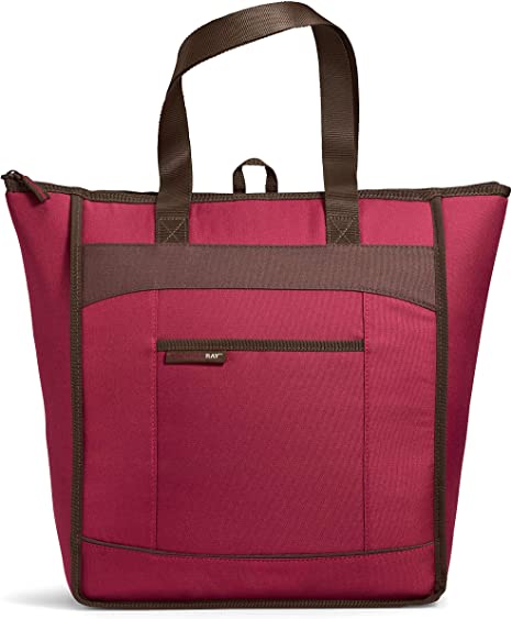 Rachael Ray, Burg ChillOut Thermal Tote Bag for Cold or Hot Food, Insulated, Reusable, Burgundy, 18.5" X 6" X 16.5