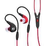 MEE audio M7P Secure-Fit Sports In-Ear Headphones with Mic Remote and Universal Volume ControlRed