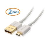 Cable Matters 2-Pack Gold Plated Hi-Speed USB 20 Type A to Micro-B Cable in White 10 Feet