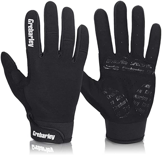 Grebarley Cycling Gloves Mountain Bike Gloves MTB Gloves Bicycle Dirt Bike Gloves for Men Women Full Finger Touch Screen Biking Gloves Anti-Slip Shock-Absorbing Gel Pad Workout Gloves