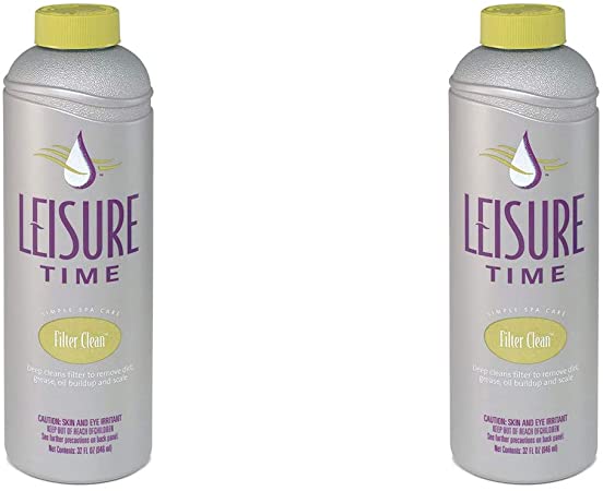 LEISURE TIME Spa O Filter Clean Concentrated Formula Cartridge Media Cleaner Solution for Spas and Hot Tubs, 32 Fluid Ounces (2 Pack)