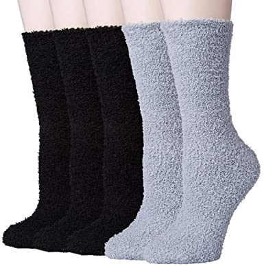 5 Pairs Mens Fluffy Slipper Socks High Elasticity Winter Super Warm Bed Socks