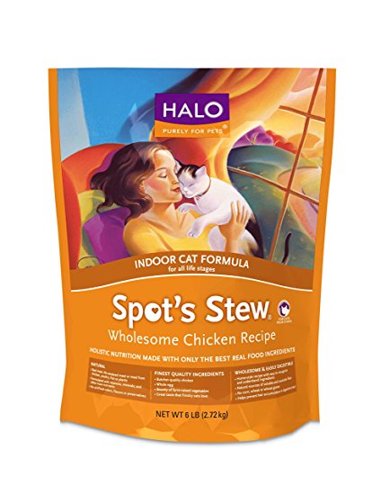 Halo Spot's Stew Holistic Dry Cat Food, Wholesome Chicken, 6 LB Bag of Indoor Cat Food and Kitten Food