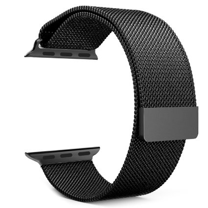 Apple Watch Band, with Unique Magnet Lock, MoKo Milanese Loop Woven Stainless Steel Mesh Smart Watch Strap for iWatch 42mm All Models, No Buckle Needed - Space GRAY (Not Fit iWatch 38mm Version 2015)