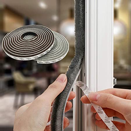 Weather Stripping for Door,Self Adhesive Brush Window Seal Strip for House Windows Weatherproof Soundproof Dustproof 16 FT Length 0.350.6 inch
