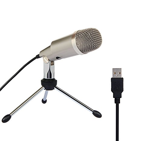 TONOR Professional USB Condenser Microphone for Computer Plug and Play Champagne