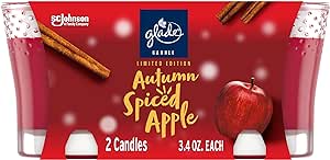 Glade Candle Jar, Air Freshener, Autumn Spiced Apple, Limited Edition Scent, 3.4 oz, 2 Count