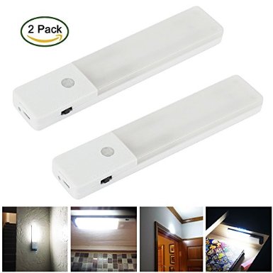 ZEEFO 2 Pack LED Night LightMotion Sensor Lights Rechargeable Built-in Lithium Battery Powered Wall Sconce Light  Lighting Closet Cabinet Bathroom Stairway Hallway Light for Baby kids nursery Lamp