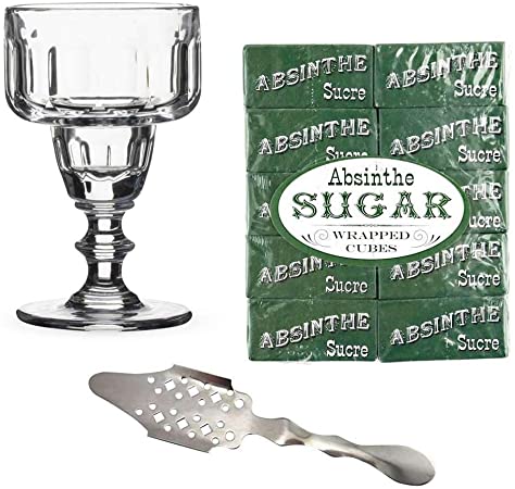 Absinthe Lovers Coupe Glass Set - Includes Absinthe Spoon, Glass, & Sugar Cubes