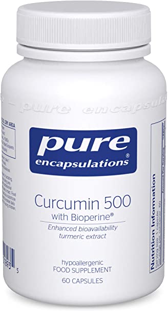 Pure Encapsulations - Curcumin 500 with Bioperine - Enhanced Bioavailability Turmeric Extract - 60 Capsules