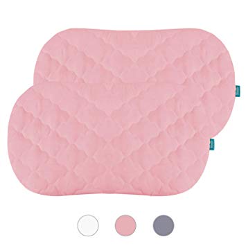 Bassinet Mattress Pad Cover Pink, Oval/Hourglass, 2 Pack, Microfiber, Waterproof and Soft, Fits for Halo Bassinest Swivel Sleeper Mattress Perfectly.