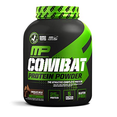 MusclePharm Combat Protein Powder - Essential blend of Whey, Isolate, Casein and Egg Protein with BCAA's and Glutamine for Recovery, Chocolate Milk, 4 Pound