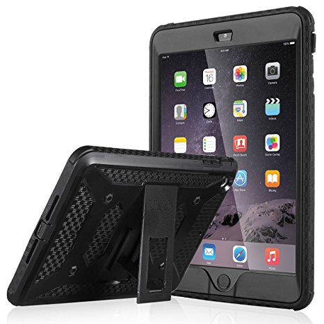 iPad Mini Case, iPad Mini 2/3 Case - ULAK [Knox Armor Series] iPad Mini Rugged Case Dual Layer Hybrid Protective Case Bumper for Apple iPad Mini 1/2/3 with Kickstand (Black)