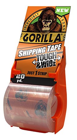 Gorilla Packing Tape Tough & Wide with Dispenser, 2.83" x 20 yd., Clear