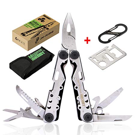 Jakemy 15 11 in 1 Multitool Cutter Stainless Steel Portable Folding Pocket Pliers and Multipupose Emergency Card with Nylon Sheath Survival Tool
