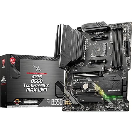 MSI MAG B550 Tomahawk MAX WiFi Gaming Motherboard (AMD AM4, DDR4, PCIe 4.0, SATA 6Gb/s, M.2, USB 3.2 Gen 2, HDMI/DP, ATX, Wi-Fi 6E, AMD Ryzen 5000 Series Processors)