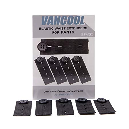 Vancool Elastic Waist Extender for Trousers, Adjustable (5-Pack)