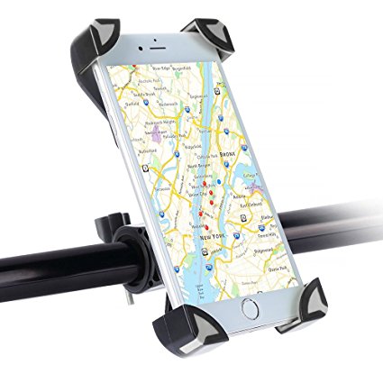 SKYEE Bike Phone Holder Four Corners Fixed Safe, Universal Mountain and Road Bike Mount Bicycle Holder Cradle with 360 Degree Rotate for Samsung Galaxy S8/S7 edge, iPhone 7/7 Plus/6/6s Plus/5s/SE and any other Smartphone Smartphone or GPS Device Up to 3.7 inch wide (Gray/Black)