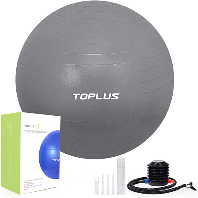 TOPLUS Exercise Ball, Gym Ball Supports 2200lbs Yoga Ball Anti-Burst & Extra Thick, Swiss Ball with Quick Pump Birthing Ball for Yoga, Pilates, Fitness, Pregnancy & Labour