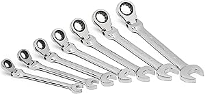 GEARWRENCH 7 Pc. 12 Pt. Flex Head Ratcheting Combination Wrench Set, SAE - 9700