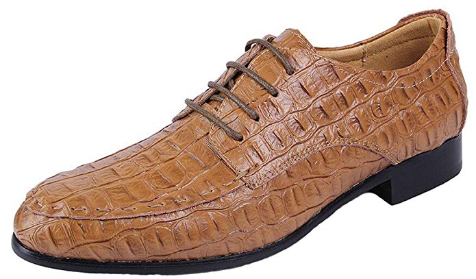 JIYE Men's The British Leather Crocodile Grain Casual Oxfords Shoes