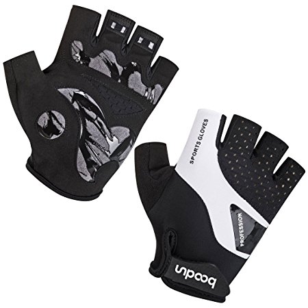 BOODUN Cycling Gloves for Men Women Half Finger Bicycle Gloves Breathable Anti-slip Gloves Gray M-XL