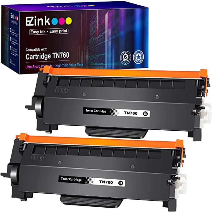 E-Z Ink (TM) Compatible Toner Cartridge Replacement for TN760 TN 760 TN730 Compatible with DCP-L2550DW HL-L2350DW HLL2395DW HLL2390DW HL-L2370DW MFC-L2710DW MFC-L2750DW MFC-L2730DW(2 Black)