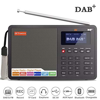 Ohok DAB Radio, Portable DAB  FM Radio With Bluetooth,Digital DAB Bluetooth FM RDS Funtion,Alarm Clock,90  Presets,USB Charging,Headphone Socket,TF Card,Aux,FREE Rechargeable Battery