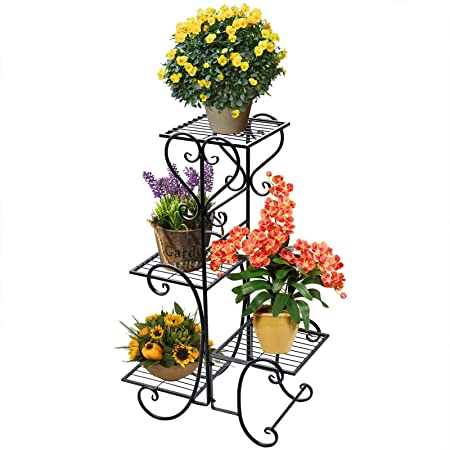4 Tier Plant Stand Shelf, Multiple Flower Pot Holder, Patio Plants Stand Holder for Home and Garden