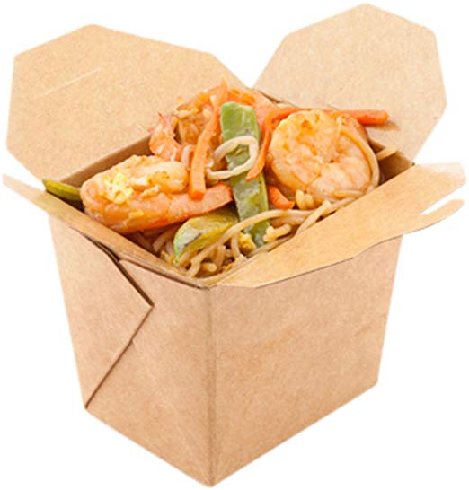 8-OZ Square Noodle Take Out Food Container: Perfect for Take Out Restaurants - Kraft Brown - Easy Fold and Close -  Disposable and Recyclable - 200ct - Restaurantware