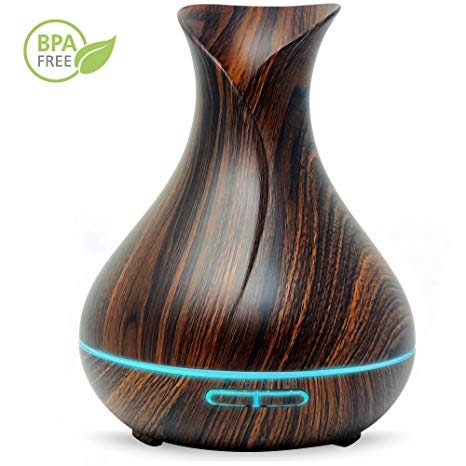 Gold Armour 400ml Aromatherapy Essential Oil Diffuser - Diffusers for Essential Oils with Color LED Lights Changing for Home, Yoga, Office, Spa, Bedroom, Baby Room (Brown)