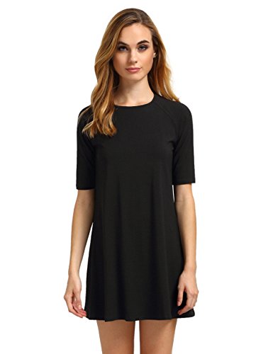 ROMWE Women's Short Sleeve Casual Loose Fit T-Shirt Tunic Dress Swing Dress