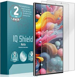 IQShield 2 Pack for Samsung Galaxy S24 Ultra Screen Protector: Matte TPU Film, Bubble-Free Installation, Scratch-Resistant, Anti- Glare, HD Clarity for Ultimate Protection Fingerprint Unlock