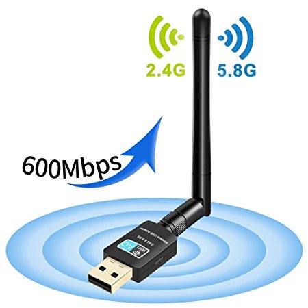 Wifi Adapter- AC600 Dual Band 2.4G / 5G Wireless Network USB Wifi Dongle for Tablet Laptop Destop PC,Support Win 10/8/7/Vista/XP/2000, Mac Os 10.4-10.12