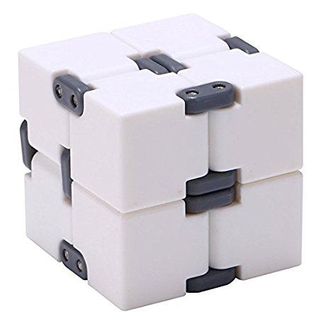 EDC Fidgeter Infinity Cube Fidget Toy. Fidget Cube Stress Toy. Prime Quality Cool Quiet Fidgeters Gadget. Perfect Office Toy, Desk Toy & Stress Relief Cube for Kids and Adults. (White)