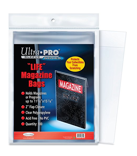 Ultra PRO Life Magazine 11-1/8 x 15-1/8" Bags (100 Count Pack), Small, Clear