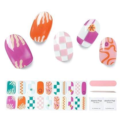 Semi Cured Gel Nail Strips, 20 pcs Gel Nail Stikers, Gel Nail Wraps Semi Cured, Salon-Quality, 2 Weeks Long Lasting