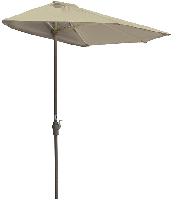 Blue Star Group Off-The-Wall Brella Sunbrella Half Umbrella, 7.5'-Width, Antique Beige