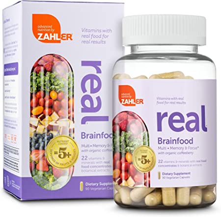 Zahler Real, Advanced Multivitamin for Women and Men, Real Food Based Multivitamin with Zinc, Vitamin C, Vitamin D3 and More, Certified Kosher (Brainfood)