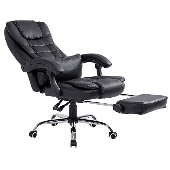 Cherry Tree Furniture Extra Padded High Back Reclining Faux Leather Relaxing Swivel Executive Chair With Footrest