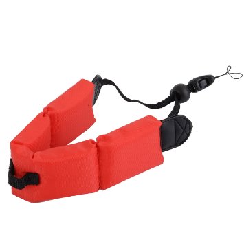 SONIMART RED WATERPROOF CAMERA FLOAT STRAP FOR UNDERWATER CAMERAS. WORKS WITH OLYMPUS STYLUS SW, GOPRO, HERO3, PANASONIC LUMIX, NIKON COOLPIX AW110, CANON POWERSHOT D20, FUJIFILM FINEPIX. KEEP YOUR DEVICE FROM SINKING. OEHHA PROP 65 APPROVED!