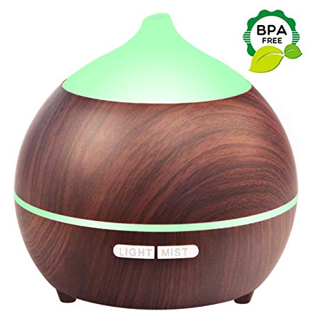 Essential Oil Diffuser, 250ml Aromatherapy Diffuser for Essential Oils, Ultrasonic Diffuser Wood Grain, Waterless Auto Shut off, 7 Colors Light (1 pack)