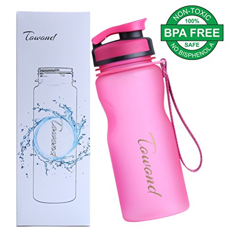Sports Water Bottle w/Filter, 20oz, BPA Free Plastic, 1-handed Drinking Flip Top Lid(Narrow/Wide Mouth 2in1), Green/Pink/Gray/Blue