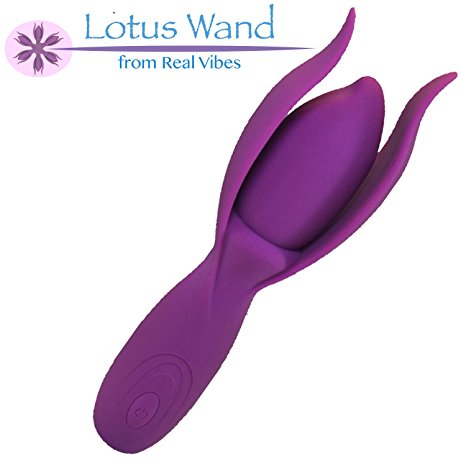 Real Vibes Lotus Wand Massager Powerful 10 Speed USB Rechargeable Waterproof Small Handheld