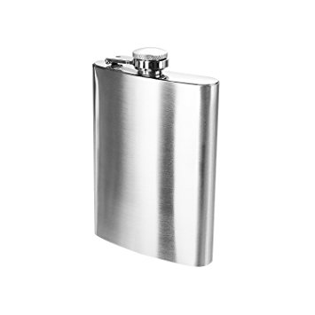 Umiwe Polished Glossy Rectangle Stainless Steel Pocket Hip Alcohol Flask, 10 oz